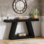 Tribesigns Farmhouse Console Table, 55-Inch Rustic Sofa Table with Storage, Industrial Wooden Entryway Table for Hallway, Living Room, Black & Brown