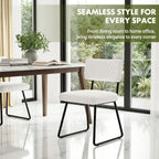 Dining Chairs Set of 2, Upholstered Velvet Dining Room Chairs Kitchen Chairs with Thick Cushion, Soft Backrest, Metal Legs, Modern Accent Side Chair for Home Living Room Bedroom, White
