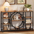 GiftGo 47" Industrial Console Tables for Entryway Rustic Sofa Table Behind Couch 4 Tier Wooden Shelves Entry Table with Storage for Foyer, Hallway, Front Door,Living Room (Rustic Brown, 47")