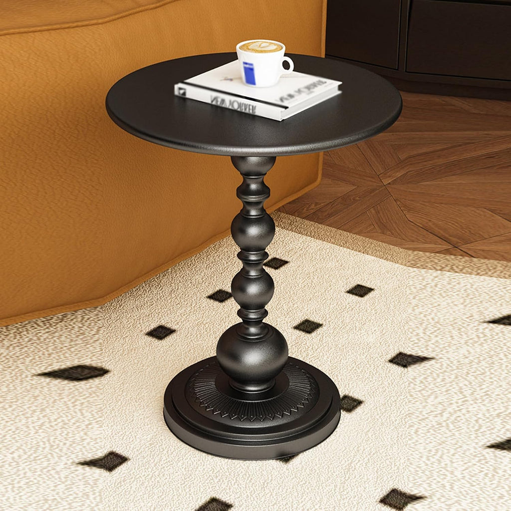 Round Side Table,Carbon Steel End Table,Small Accent Table,for Small Space Living Room Patio,Black