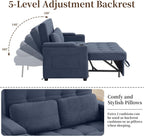 Korser 55.5'' 3-in-1 Convertible Sofa Bed, Pull Out Couch with 5-Position Adjustable Backrest, Loveseat Sleeper Sofa for Small Spaces, Sofa Couch with Cup Holders for Living Room, Office, Chenille