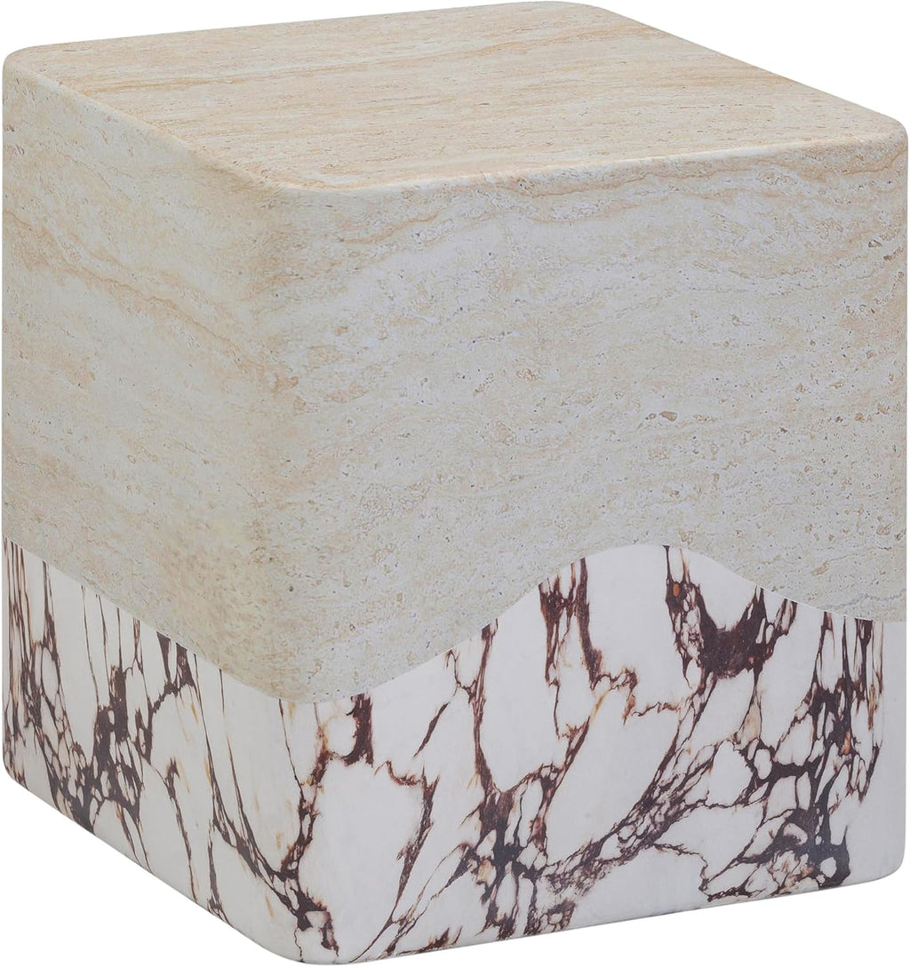 First of a Kind Side Table in Breccia,Travertine Concrete