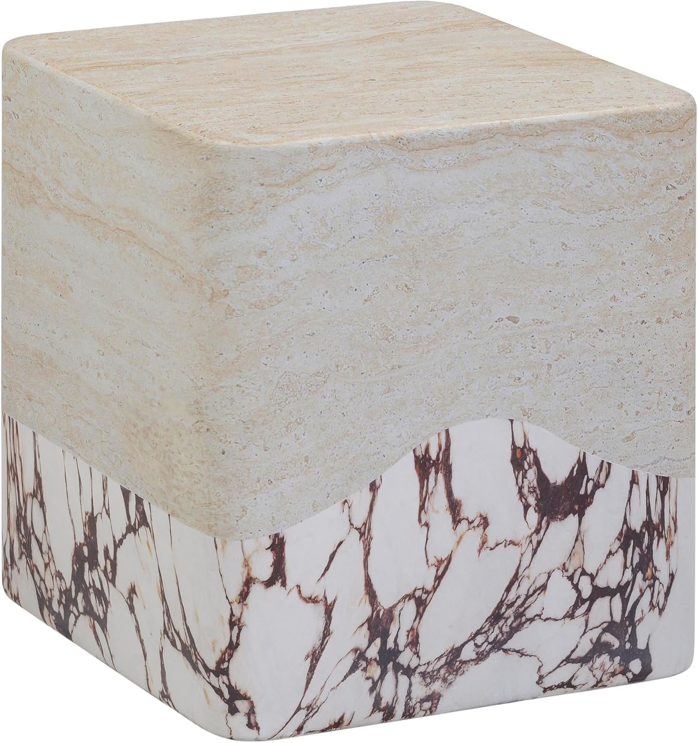 First of a Kind Side Table in Breccia,Travertine Concrete