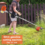 Lawn Mower, 52CC Gas Weed Trimmer, Cordless Hedge Trimmer, 2-Stroke Brush Cutter, Handheld Weed Eater 2-Cycle Gas Trimmer Brush Cutter for Weed, Brush Orange