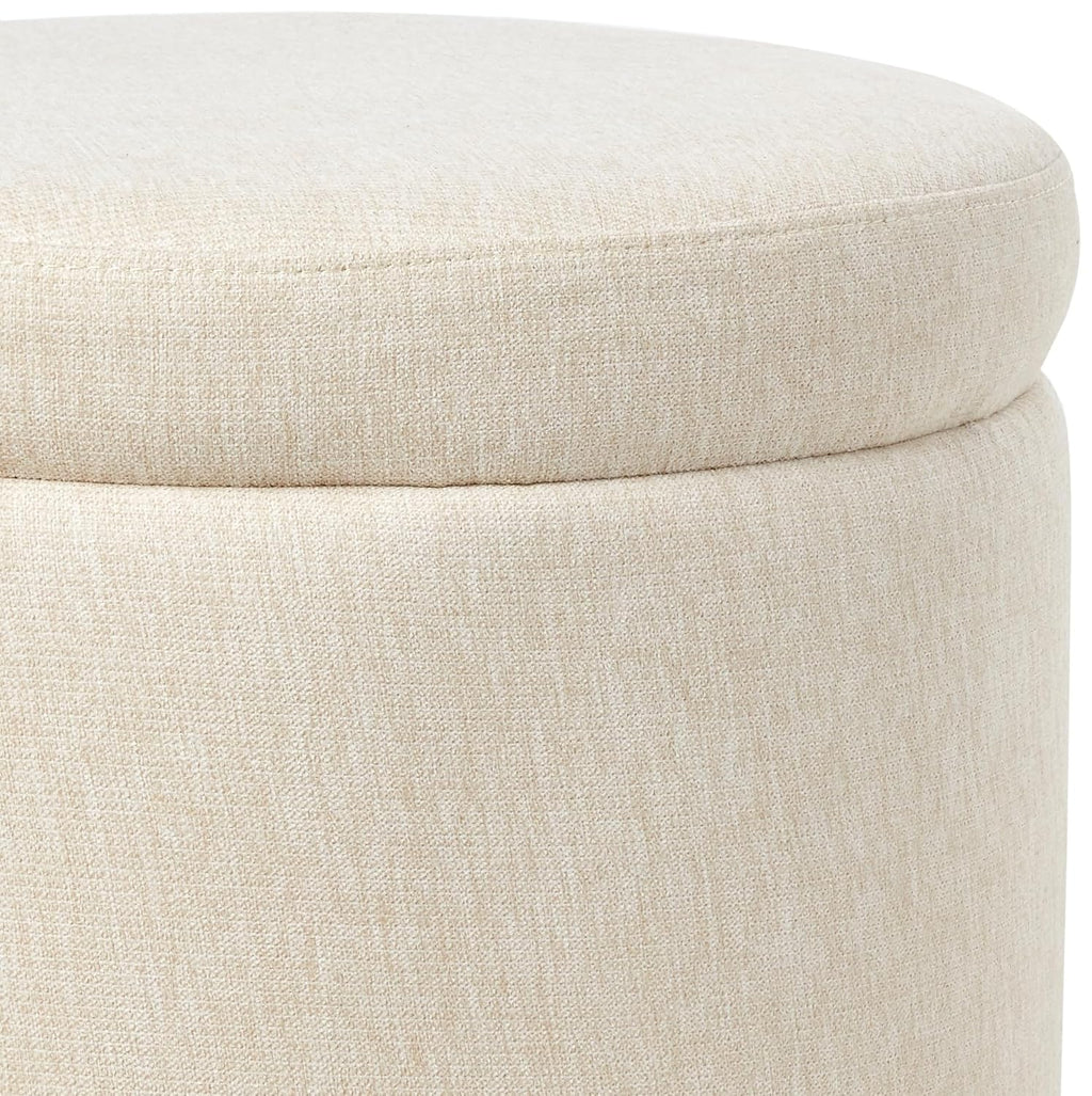 Evolur Vienna Ottoman with Nailhead Trim in Sweet Cream, Made from Sturdy and Sustainable FSC-Certified Wood, Comes with A Comforting Footrest, Compact Ottomans, Ottomans for Living Room