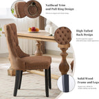 Linen Upholstered Dining Chairs Set of 6, Espresso Brown Mid Century Modern Dining Chairs, Kitchen & Dining Room Chairs with Wood Legs, Sillas de Comedor (Coffee, 6 Pcs)