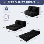 MAXYOYO Convertible Sofa Bed, Fold Out Sofa Couch with Pillow for Adults | Loveseat Sofa 4 in 1 Tufted Folding Couch Bed Foam Floor Couch, Lazy Chair for Living Room Bedroom Guest Room, Black