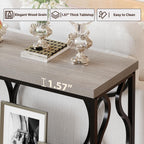IBF Narrow Entryway Table with Storage, Modern Wood Metal Console Sofa Table Behind Couch Tables, Industrial Narrow Hallway Table for Living Room Home Office Foyer Entry Way Entrance, Grey, 39.4 Inch