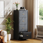 Tribesigns 4 Drawer File Cabinet with Lock, Filing Cabinets for Home Office | Vertical Wooden File Cabinet with Key, Modern Style, Tall Office Storage Cabinet for Legal Size/Letter/A4/Files, Black