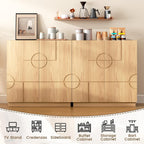 LVSOMT Sideboard Buffet Cabinet with Storage, Modern Accent Cabinet with Doors and Adjustable Shelve, 33" Wood Coffee Bar Cabinet for Kitchen, Entryway, Living Room, Wood