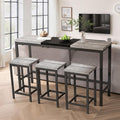 KEIKI 60.24” Long Bar High Top Dining Table and 3 Hanging Stools Chairs Set, Wood Behind Couch Sofa Counter Height Pub Furniture for Breakfast, Kitchen Living Party Room, Gery & Black