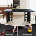 Dining Table for 4 People, Rectangle Kitchen Table with Elegant Design Legs, Modern Dining Room Tables for Small Space, Easy to Assemble, Pretty Sturdy, Heavy Duty (Black)