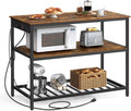VASAGLE Kitchen Island with 3 Shelves, Storage Cabinet, Steel Structure | Kitchen Shelf with Large Wooden Worktop, 47.2 Inches Width, Rustic Brown and Matte Black, BARNET Collection UKKI101K01