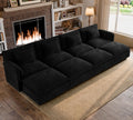 ELUCHANG 153" Oversized Modular Sectional Sofa, Comfy Chenille Cloud Couch, 8-Seater U Shaped Modern Deep Seat Sofa w/Removable Covers for Living Room, Bedroom, DIY Combination - Black