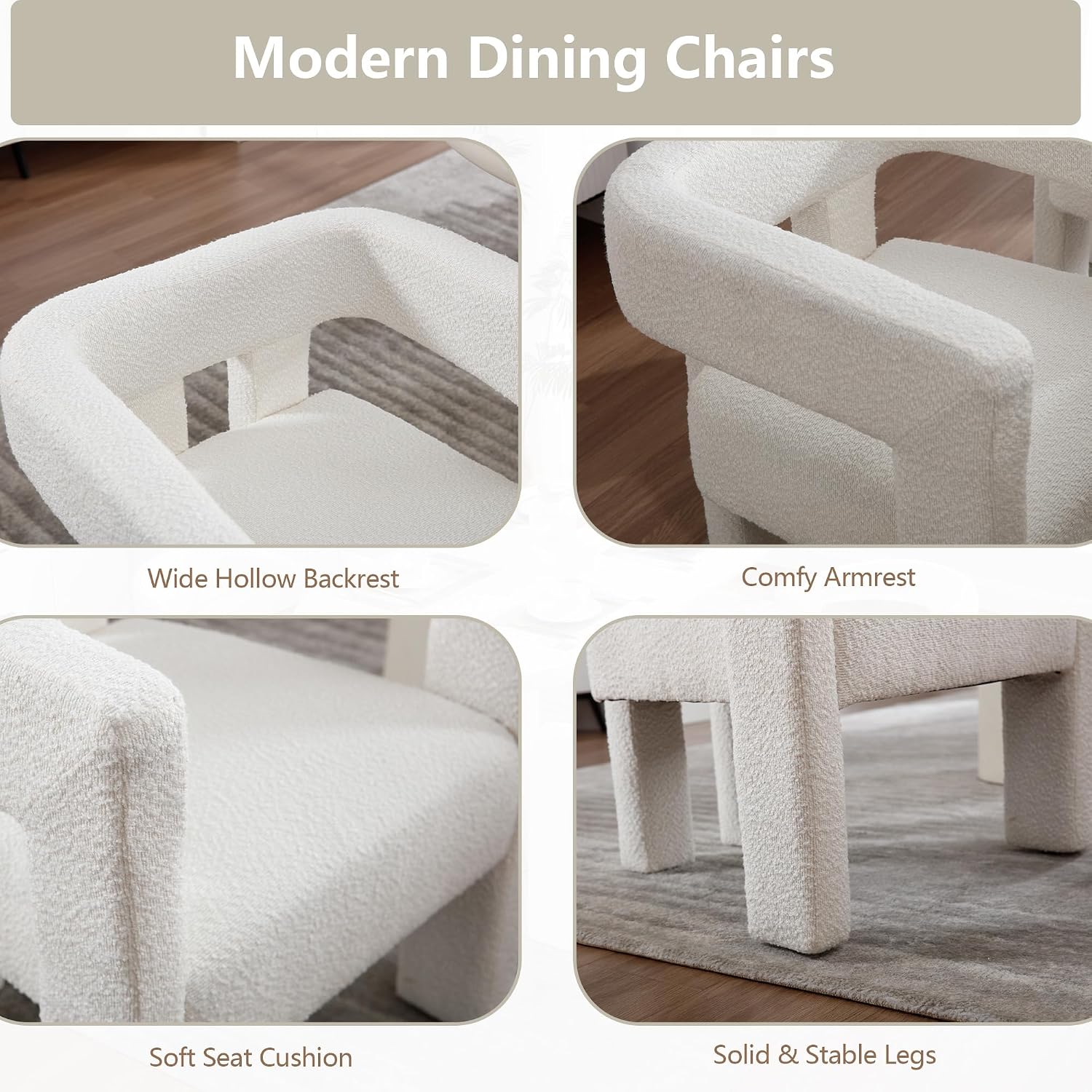 Tmsan Boucle Accent Chairs Set of 2, Modern Barrel Dining Chairs, Sherpa Armchair Comfy Upholstered Side Chair for Living Room Kitchen Reception (Beige, Set of 2)