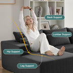 121" Couch, U Shaped Sofa, Sectional Couches for Living Room | Couches for Living Room, Cloud deep seat,modular sectional sofa, Converts to sleeper w/ Oversized ottoman（Grey)