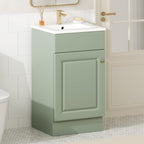 JIVOIT 18" Bathroom Vanity with Ceramic Sink, Vanity Cabinet with Door Shelf& Storage Rack & Adjustable Shelf, Soft Closing Door, Single Vanity Set for Small Bathroom