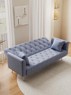 Small Space Solution: 71-inch Grey Velvet Convertible Love Seat