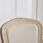 Kmax French Dining Chairs Set of 2, Farbric Upholstered Dining Chairs with Elegant Curved Legs High Back Armless Kitchen Chairs Side Chairs for Dining Room Restaurant - Linen, Beige/Natural Legs