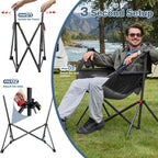 Hammock Camping Chair with Adjustable Backrest, 350LBS Heavy Duty Oversized Swinging Chair Portable Folding Rocking Chair with Pillow Cup Holder for Outdoor Beach Camping Patio, Black