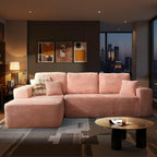 ovios 104" Cloud Couch with Glitter Fabric, Moudular Sectional Sofa with Deep Seat, No Assembly Required, Modern Minimalist L Shaped Couches with Chaise for Living Room, Pink