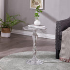 Furniture Acrylic Side Table,Clear Small Round Side/End Tables with Support Rod for Use in Living Rooms,Bedrooms,Offices,Study Rooms,Waiting Areas（13.8in*19.7in