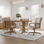 Chromcraft Set of 6 Caster Swivel Tilt Dining Chairs, Ultra Comfort Kitchen Chairs Casual Chairs with Soft Rubber Wheels Rolling Chair on Wheels for Kitchen(Ivanhoe NPL Nude)