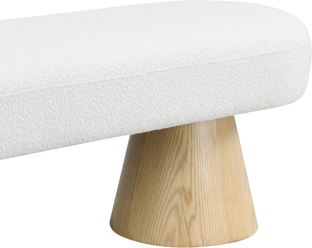 Christopher Knight Home Manila 64" Oval Dining Bench, Boucle Ottoman Bench, Large Dining Chair, Entryway Bench, Comfort Long Footstool for Living Room Dining Room, No Assembly Needed, Beige