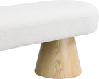 Christopher Knight Home Manila 64" Oval Dining Bench, Boucle Ottoman Bench, Large Dining Chair, Entryway Bench, Comfort Long Footstool for Living Room Dining Room, No Assembly Needed, Beige