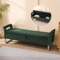Aoiy & Wifon 67.91" W King Size Bench for End of Bed, Upholstered End of Bed Storage Bench with Metal Legs for Bedroom, Velvet (Green)