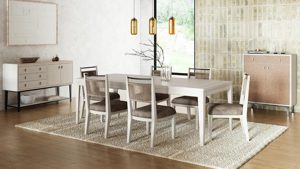 White Solid Wood Server with Metal Base, Solid Wood + MDF | Modern server with soft-close drawers and metal base