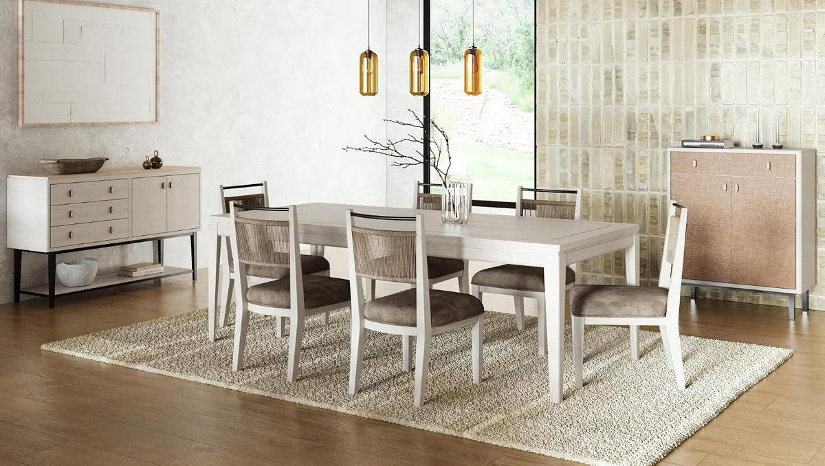 White Solid Wood Server with Metal Base, Solid Wood + MDF | Modern server with soft-close drawers and metal base
