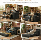 Loveseat Sofa Bed, Tri-Folding Convertible Futon Sleeper with Handle & Side Pockets, 54'' Couch with Hook and Loop No Assembly for Small Space,Living Room & Bedroom