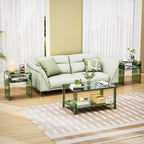 Clear Acrylic End Table 2-Tier Bedside Nightstand for Living Room Bedroom (1, Green Double)