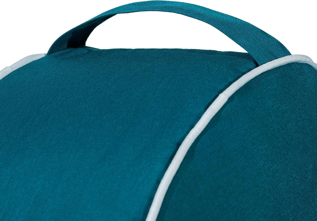 QILLOWAY Inflatable Outdoor Ottoman for Patio, Waterproof Round Pouf, Inflatable Foot Rest, Outdoor Footstool for Poolside, Garden，Camping,Peacock Blue