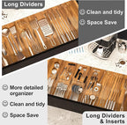 HiYZ Expandable Drawer Dividers with Inserts - Adjustable Drawer Organizers Separators for Kitchen, Bedroom, Dresser, Office, 8 Long Dividers(12.6-22.8 IN) with 16 Inserts(3.9-7.1 IN) - Clear