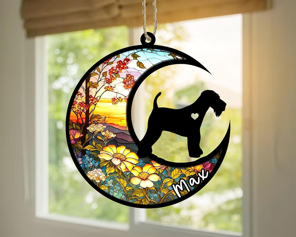 Personalized Dog Memorial, Custom Name Airedale Terrier Dog Christmas Ornament with Name, Custom Breeds, Pet Loss Light Catcher, Gifts for Lovers Loss of Pet Sympathy on Mothers Day Christmas