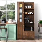 ZeHuoGe Modern Freestanding Kitchen Pantry Cabinet, Multi-Purpose Storage with 7-Layer Pull-Out Shelf, Expandable Pull-Out Organizer with Drawers & Cabinets, for Kitchen, Coffee Bar, Living Room