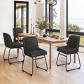 LUE BONA Comfortable Dining Room Chairs Set of 4, Modern Upholstered Kitchen Chairs with Padded Back & Thick Metal Legs for Dining Room, Black PU Leather