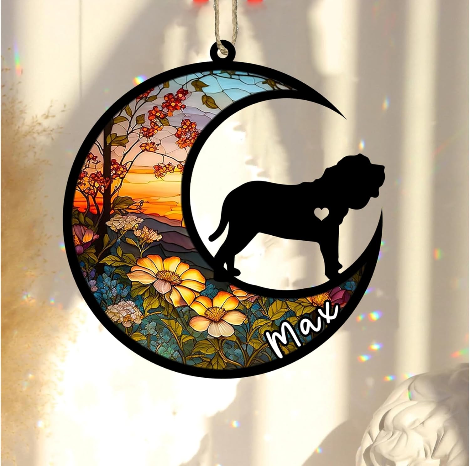 Personalized Dog Memorial, Custom Name Spanish Mastiff Dog Christmas Ornament with Name, Custom Breeds, Pet Loss Light Catcher, Gifts for Lovers Loss of Pet Sympathy on Mothers Day Christmas