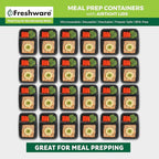 Freshware Meal Prep Containers [15 Pack] 2 Compartment with Lids, Food Storage Containers, Bento Box, BPA Free, Stackable, Microwave/Dishwasher/Freezer Safe (28 oz)