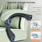 Sweetcrispy Gaming Chair, Ergonomic Computer Desk Chair, Lumbar Support | High Back Ergonomic Footrest, Height Adjustable Linkage Armrests Headrest, 360 Swivel Wheels Fabric, Green