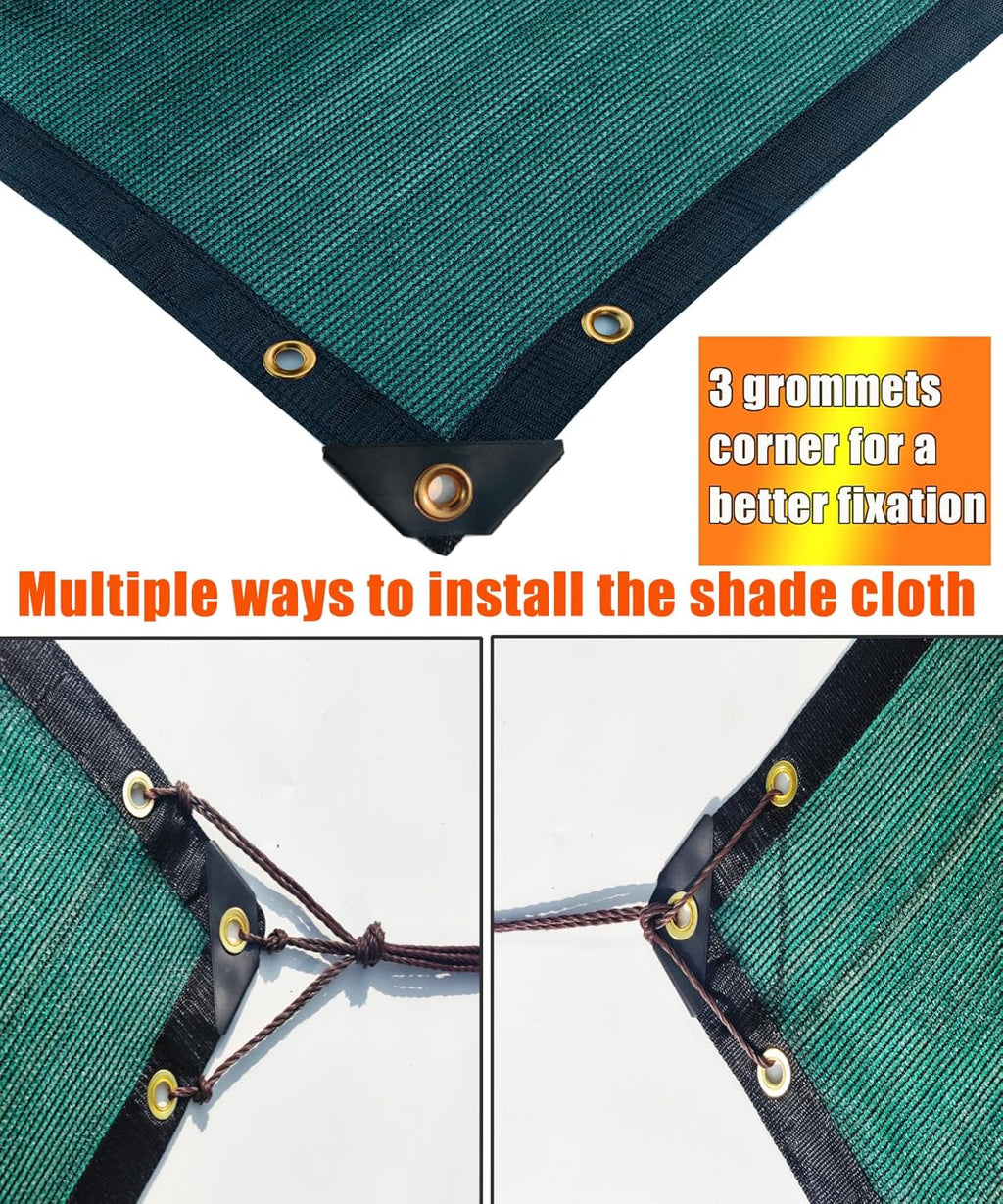 e.share 90% Heavy Duty Shade Cloth for Garden, 6 Ft X 8 Ft Sun Shades Outdoor Patio with Grommets for Plant Covers,Porch Screen,Pergola Shade Cover,Greenhouse,Green