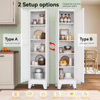 YAUWOH White Narrow Metal Storage Cabinet, Tall Freestanding Cabinet with 4 Adjustable Shelves & Barn Doors, Pantry Organizer for Bathroom Kitchen Home Office Dining Room（1PC,White）