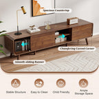 Nasonet 70" Mid Century Modern TV Stand for Tvs up to 80", Entertainment Center with Storage, Sideboard Media Console for Living Room with 2 Sliding Door/Adjustable Shelves, Walnut