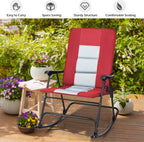 Giantex Camping Rocking Chair Foldable Oversized with Padded Armrest and Seat Folding Lawn Chair 350 lbs Weight Capacity for Outdoor, Patio, Lawn, Backyard, Garden Portable Chair (1, Red)