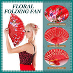 Geetery 30 Pcs Folding Hand Fan for Line Dancing Spanish Boots on The Ground Fans Gifts Bulk Colorful Silk Popping Rave for Women Tea Party Wedding Church Halloween Costume(Floral,Classic Colors)