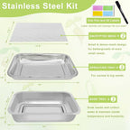 Stainless Steel Sprouts Growing Kit 2-Tier 14 inch Trays, Microgreens Growing Kit, Seed Sprouting Tray with Encrypted Mesh Sprouts for Beans Alfalfa Broccoli Wheat Grass