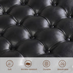 24 Inch Square Storage Ottoman Coffee Table, Modern Tufted Upholstered Ottoman with Flip Tray and Solid Wood Legs, Suitable for Living Rooms, Faux Leather Black