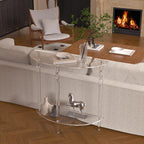 Acrylic Console Table, Half Moon, Entryway Table, Narrow Side Table, End Table, Sofa Table, 31.5L x 11.8W x 31.8H inch Thickened 0.59 inch
